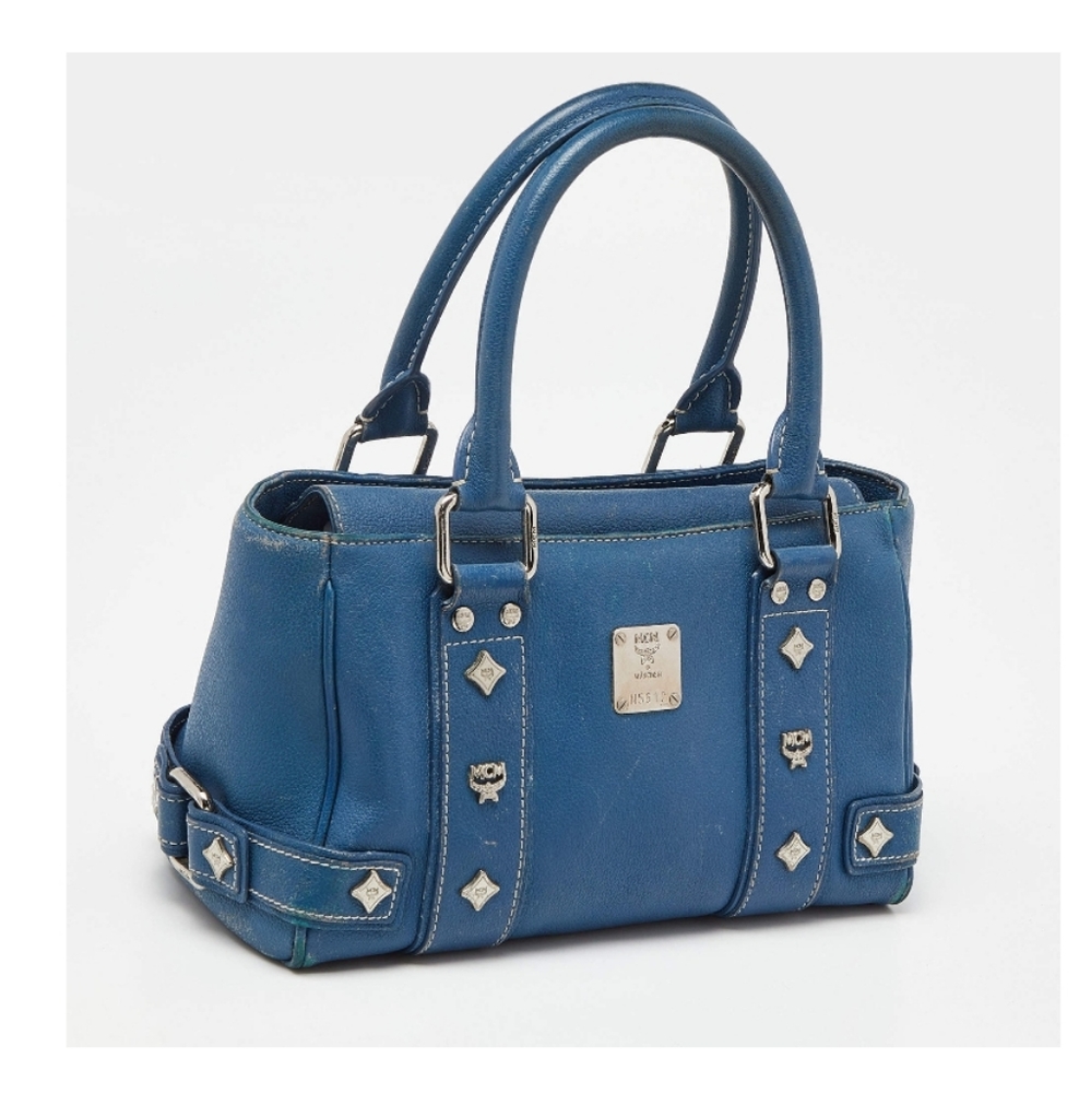 HOST PICK X2 MCM Blue vintage leather handbag authentic 💎